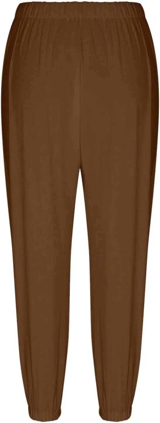 fanmpghleoo Womens Capri Pants Summer Casual Linen Pants Drawstring Waist Wide Leg Cropped Pants Trousers with Pockets