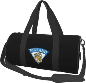 Finland-Flag-Finnish-Travel-Lion- Convertible Garment Bag with Shoulder Strap, Carry on Garment Duffel Bag for Men Women - Rolling Foldable for Travel Luggage Bags (Black)