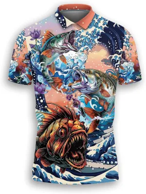 Fishing Lover Polo Shirts for Men- Golf Moisture Wicking Dry Fit Short Sleeve Polo Shirts S22