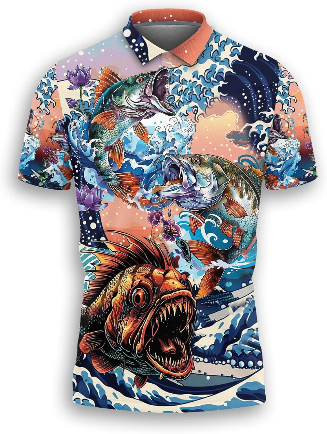 Fishing Lover Polo Shirts for Men- Golf Moisture Wicking Dry Fit Short Sleeve Polo Shirts S22