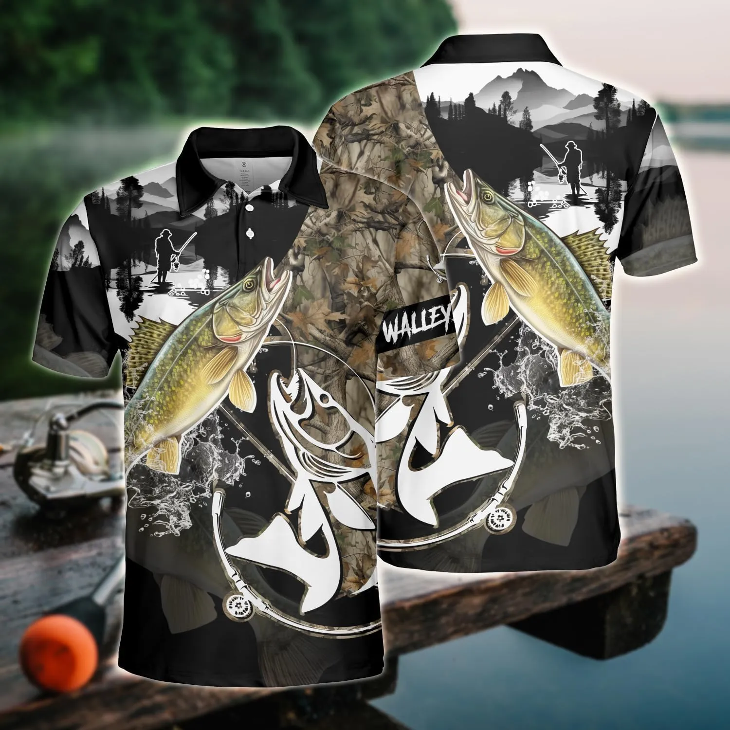 Fishing Men's Polo Shirts - Camouflage Short Sleeve Regular Fit Polo Shirts for Men Women Series 03