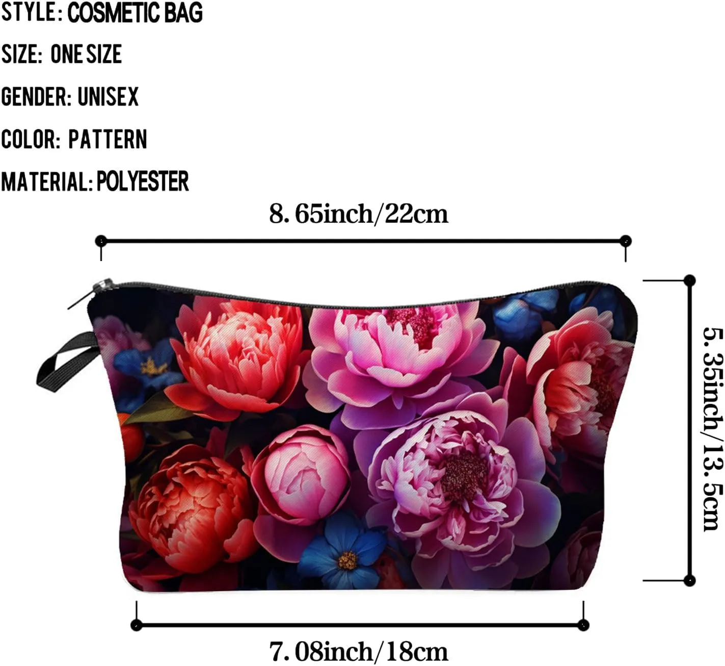 Floral Gifts Peony Makeup Bag Cute Small Makeup Organizer Bag Travel Toiletry Zipper Pouch Peony Gift for Flower Lovers Peony Cosmetic Bag for Women Friends Sisters