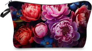 Floral Gifts Peony Makeup Bag Cute Small Makeup Organizer Bag Travel Toiletry Zipper Pouch Peony Gift for Flower Lovers Peony Cosmetic Bag for Women Friends Sisters