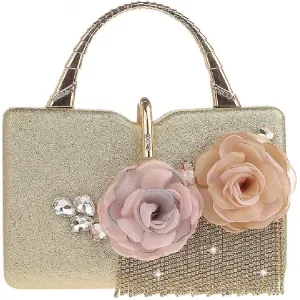 Flower Wedding Clutch Women Handbags Gold Silver Crystal Clutch Evening Bag Shouler Bag