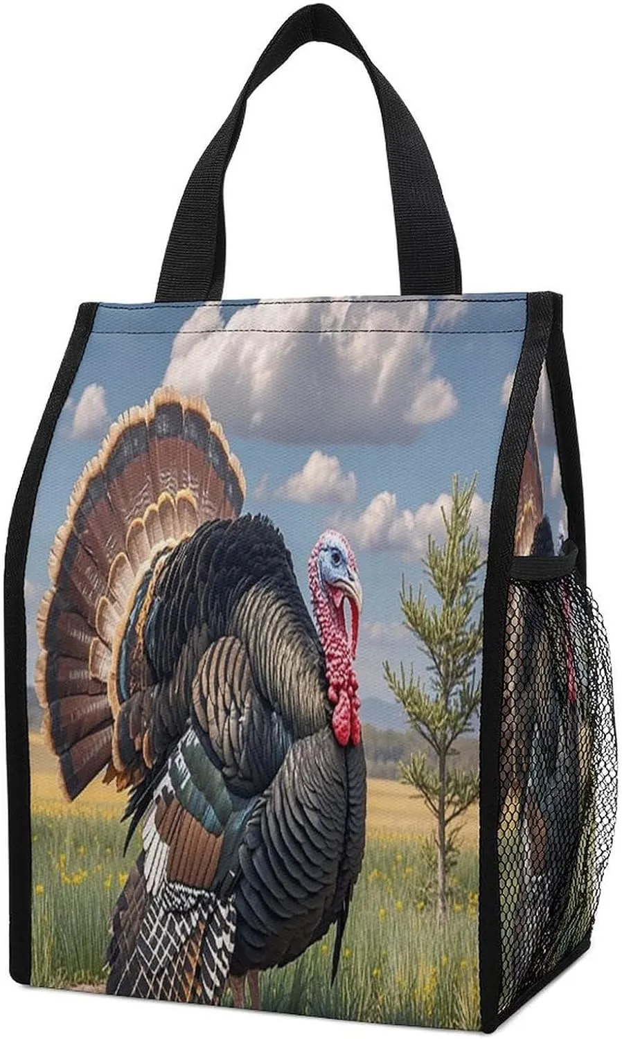 Foldable Cooler Bag, Christmas Turkeys Printed Cooler Bag,Insulated Tote Bag,Grocery Tote Bag