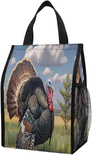 Foldable Cooler Bag, Christmas Turkeys Printed Cooler Bag,Insulated Tote Bag,Grocery Tote Bag