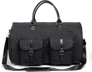 Folding Travel Garment Bags for Hanging Clothes and Suit Case (B Black)