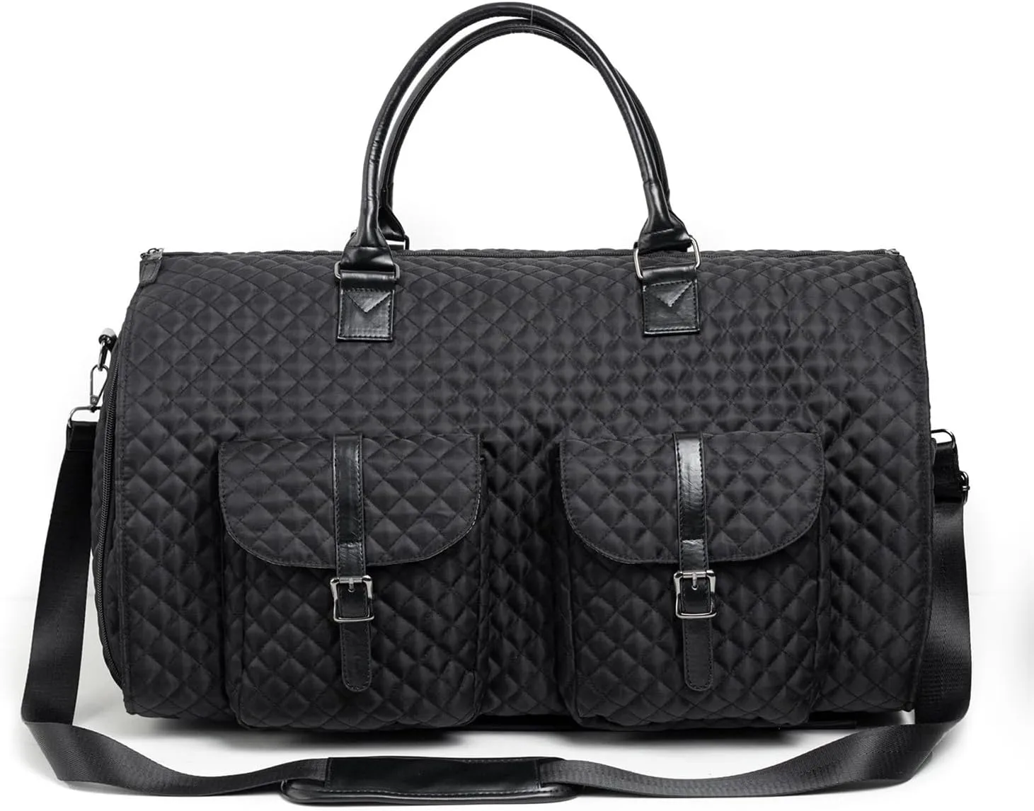 Folding Travel Garment Bags for Hanging Clothes and Suit Case (B Black)