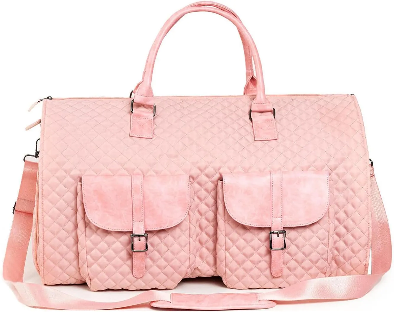 Folding Travel Garment Bags for Hanging Clothes and Suit Case (B Pink)