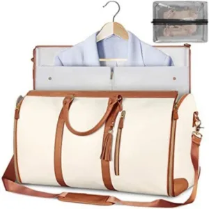 Folding Travel Garment Bags for Hanging Clothes and Suit Case (C Beige)
