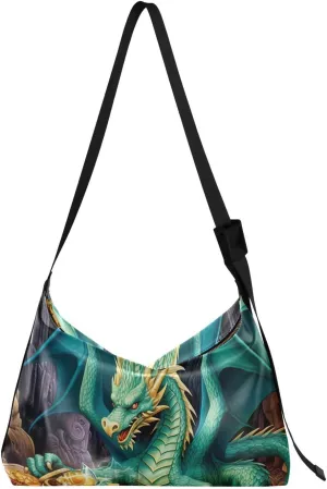 FRMG Dragon Jewelry Shoulder Bag,Large Purses for Women,Made of PU Leather Handbags Hobo Bag Waterproof with Pockets Zipper for Unisex 2013087