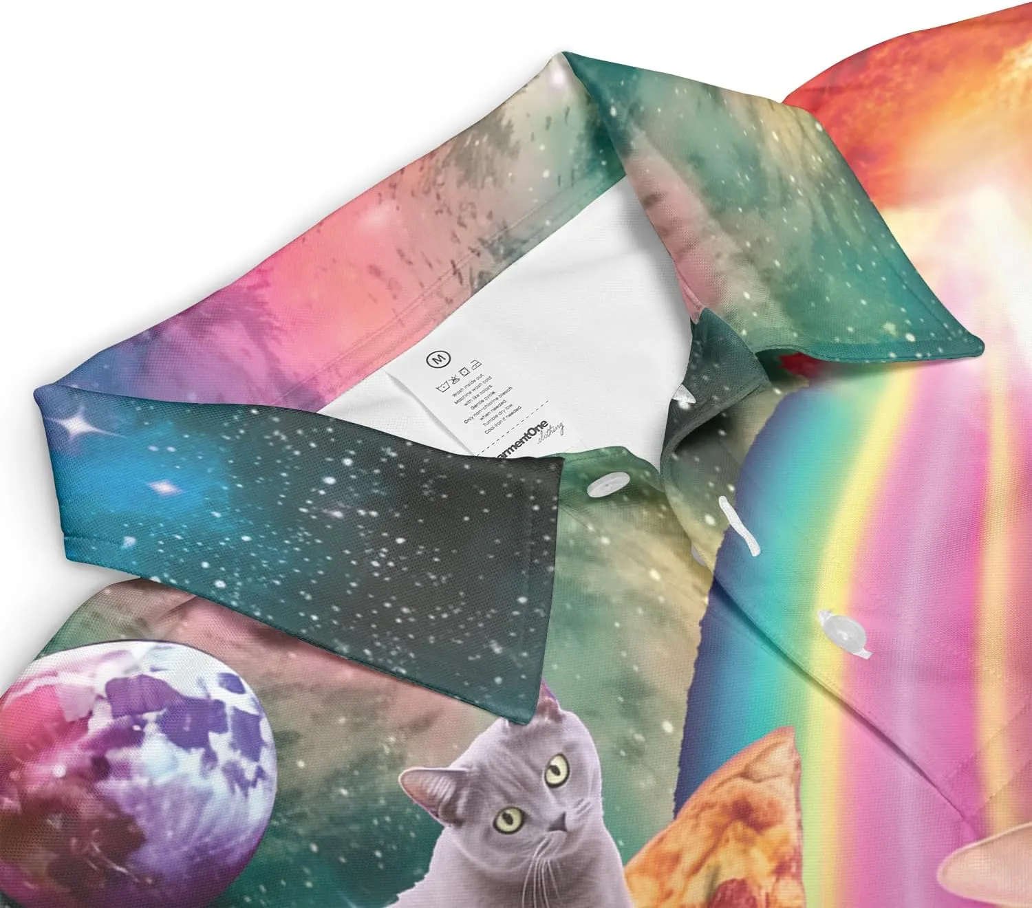 Funny Cat Polo Shirts for Men - Galaxy Cat Mens Quick Dry Short Sleeve Polo Shirts Series 28