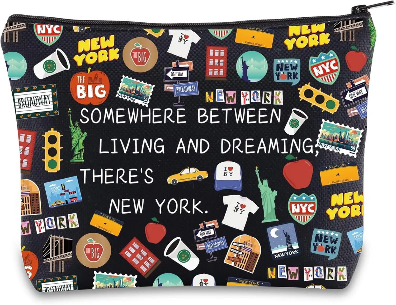 G2TUP New York Makeup Bag New York Travel Gift New York City Gifts New York Travel Bag New York Tourist Gift New York Zipper Pouch (New York)