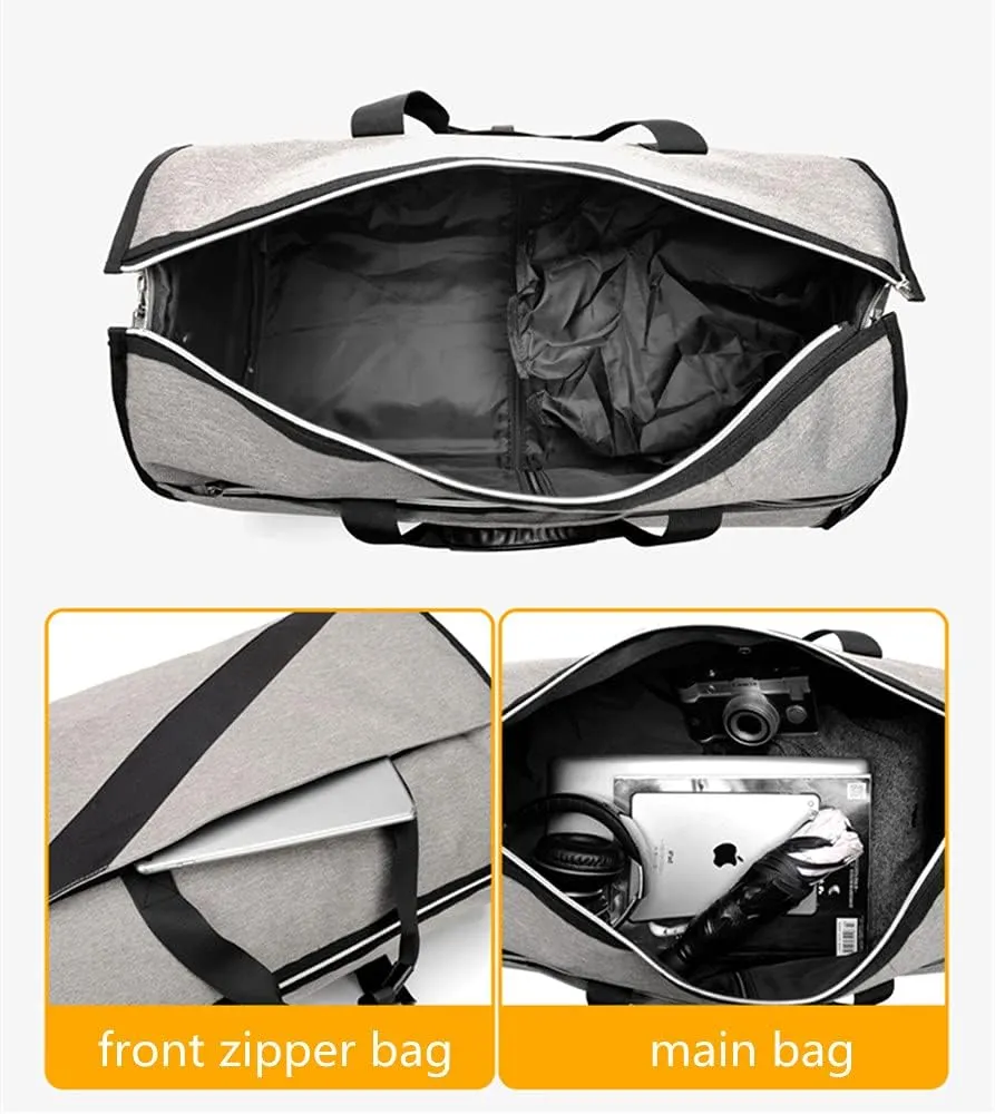 Garment Bags for Business Travel Convertible Backpack Travel Duffel Bag Carry on Garment Bag 2 in 1 Weekender Suit Bag for Men (Grey)
