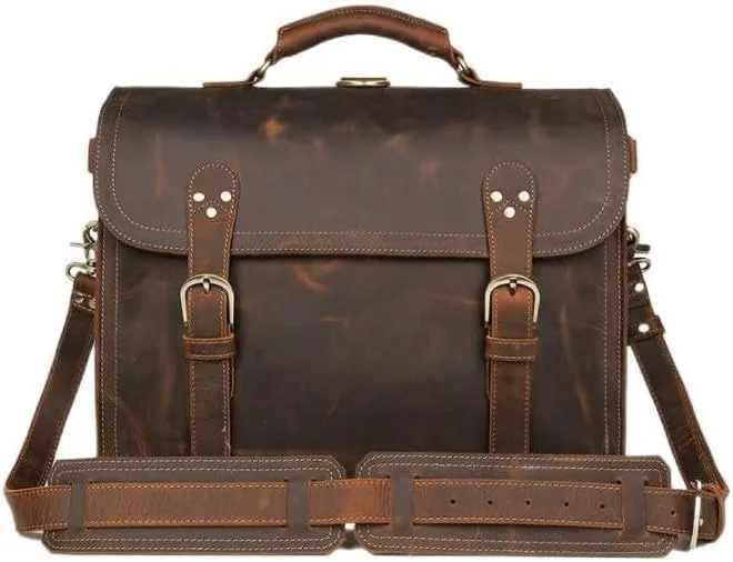 Genuine Leather Men Briefcase Backpack Leather Business Tote Travel Bag