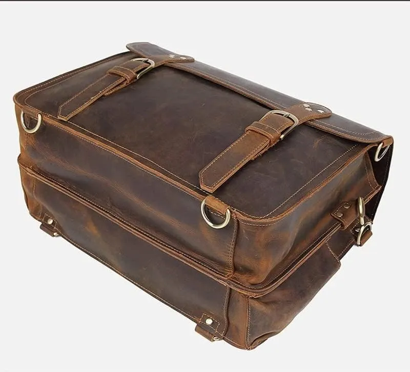 Genuine Leather Men Briefcase Backpack Leather Business Tote Travel Bag