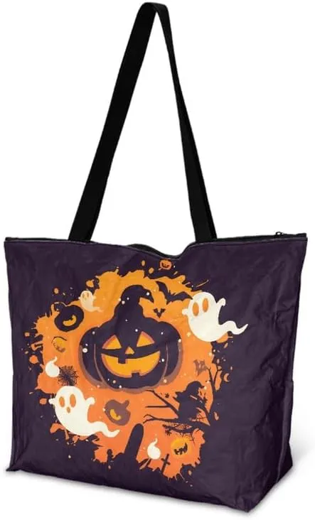 Ghost Bats Pumpkin Paper Tote Bag Colorful Cow Spots Reusable Hand Bag Christmas Pinecone Gift Shoulder Tote Bag