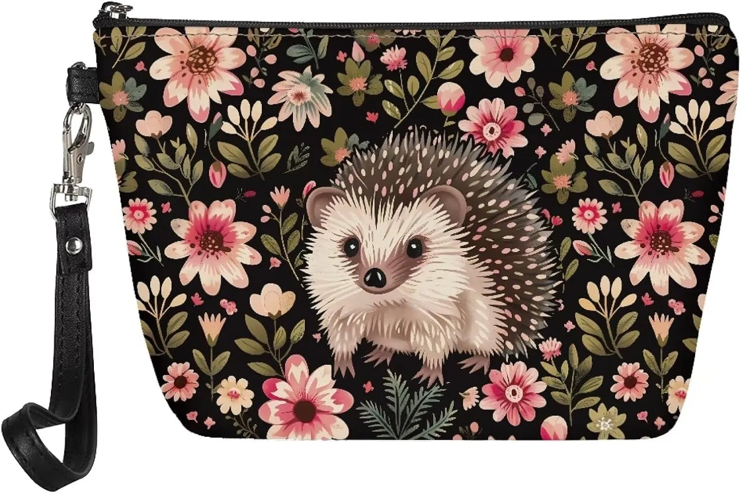 GIFTPUZZ Hedgehog Women's Makeup Bag Travel Cosmetic Toiletry Make Up Tool Storage Organizer Jewelry Digital Accessories Tote Bag Zipper Handbag