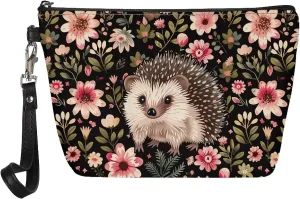 GIFTPUZZ Hedgehog Women's Makeup Bag Travel Cosmetic Toiletry Make Up Tool Storage Organizer Jewelry Digital Accessories Tote Bag Zipper Handbag