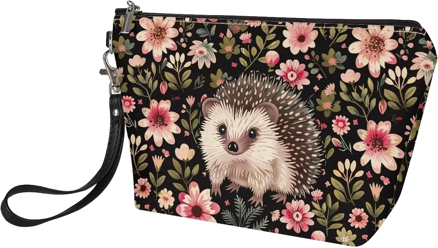 GIFTPUZZ Hedgehog Women's Makeup Bag Travel Cosmetic Toiletry Make Up Tool Storage Organizer Jewelry Digital Accessories Tote Bag Zipper Handbag