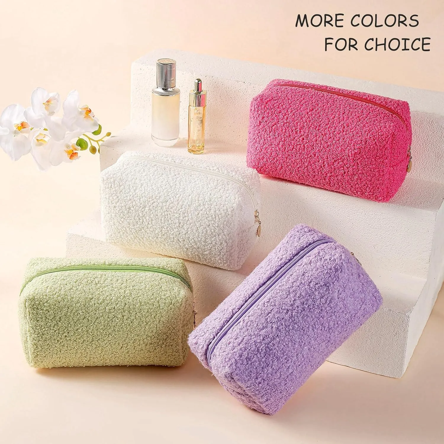 Gleyemor Cute Plush Makeup Bag Travel Pouch Birthday Gifts for Women Wife Her Sister Daughter Christmas Gifts Essential Bag (Pink)
