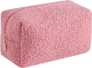 Gleyemor Cute Plush Makeup Bag Travel Pouch Birthday Gifts for Women Wife Her Sister Daughter Christmas Gifts Essential Bag (Pink)