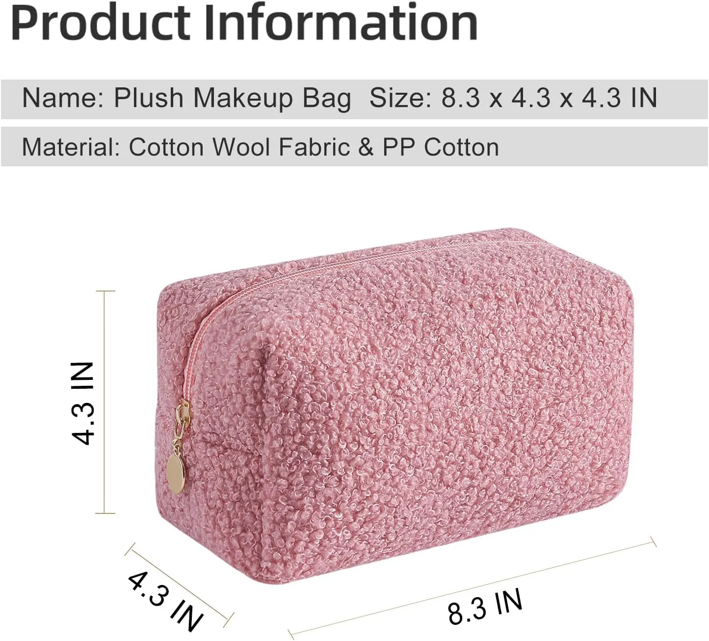 Gleyemor Cute Plush Makeup Bag Travel Pouch Birthday Gifts for Women Wife Her Sister Daughter Christmas Gifts Essential Bag (Pink)