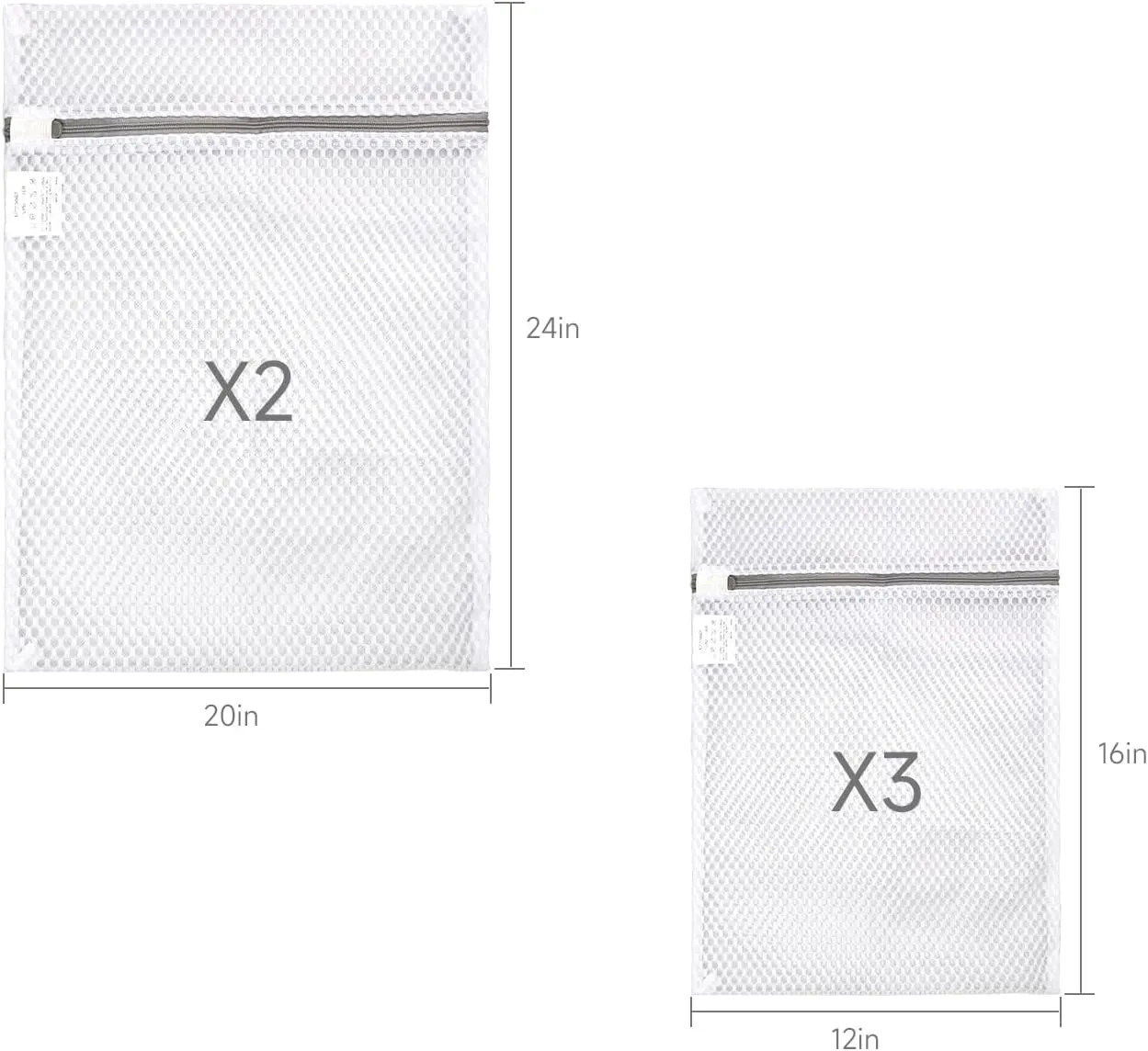 GOGOODA Mesh Laundry Bags for Delicates, 5 Set(3 Medium, 2 XL Large)- Honeycomb Mesh Lingerie Bags, Zipper Closure for Bras, Underwear & Baby Clothes