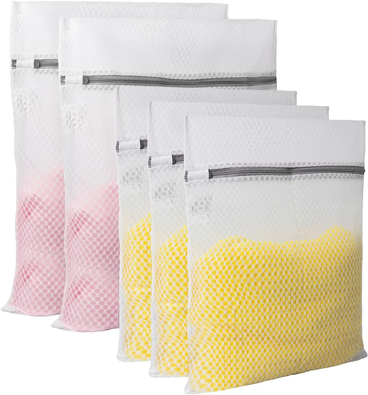 GOGOODA Mesh Laundry Bags for Delicates, 5 Set(3 Medium, 2 XL Large)- Honeycomb Mesh Lingerie Bags, Zipper Closure for Bras, Underwear & Baby Clothes