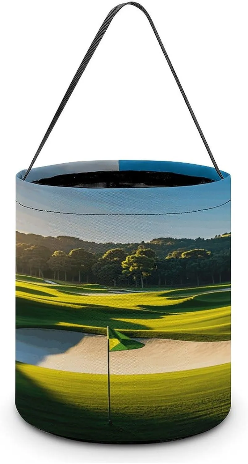 Green Golf Course Halloween Tote Candy Bag Candy Basket Candy Bucket Gift Bag for Halloween Party