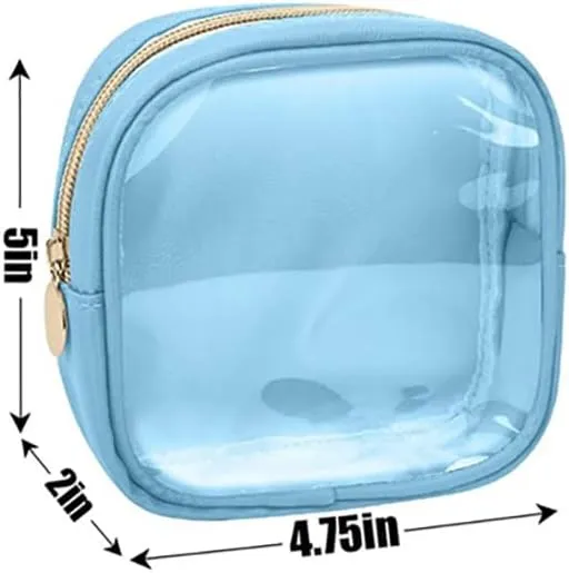 GSHLLO Small Nylon PVC Cosmetic Travel Bag Mini Clear Makeup Bag Waterproof Toiletry Storage Clutch Coin Zipper Pouch Beauty Skincare Bag for Women Girls Pink