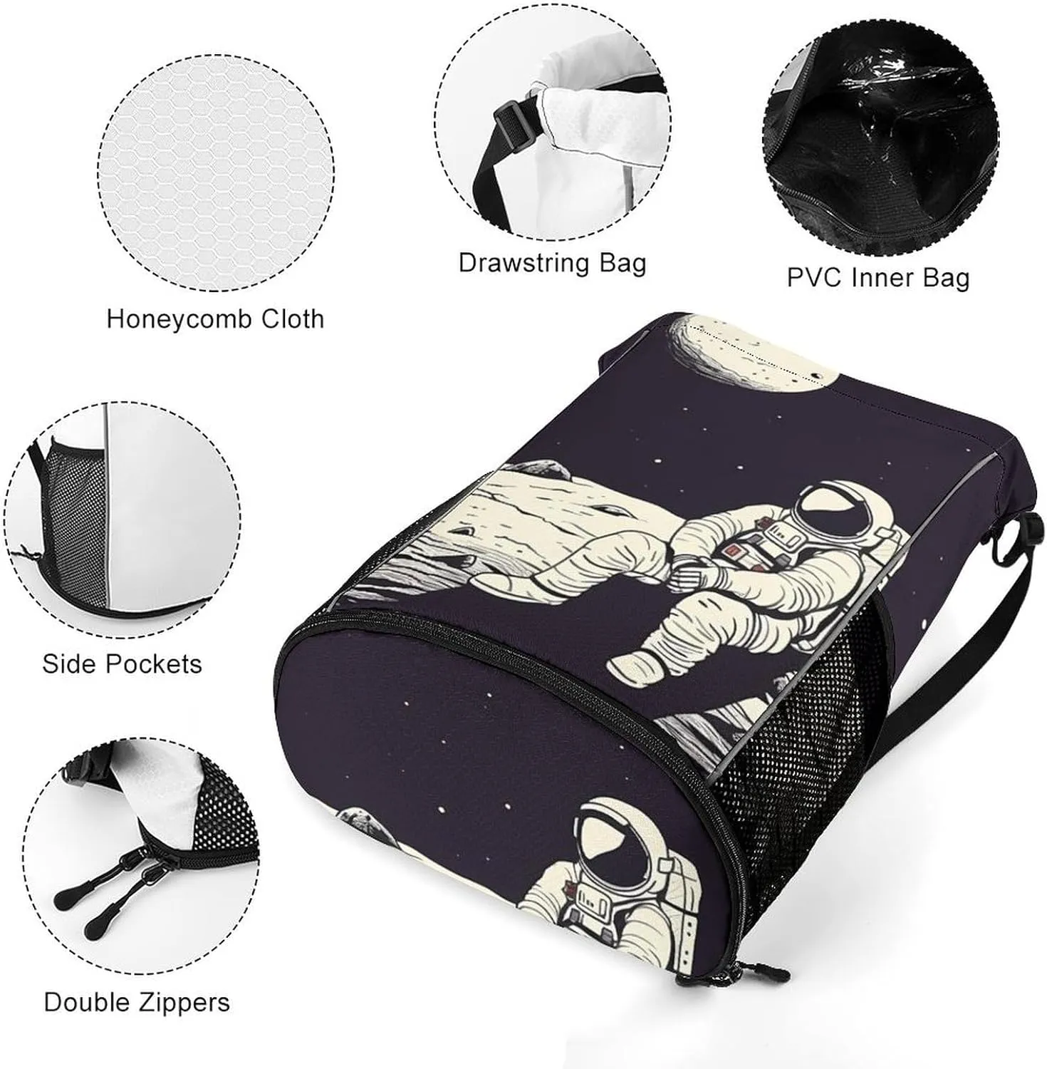 Gym Bag for Women Men Astronaut on MoonTravel Duffel Bag Large Capacity Sports Drawstring Backpack