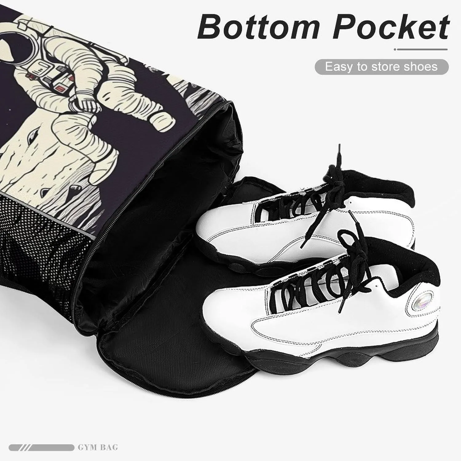 Gym Bag for Women Men Astronaut on MoonTravel Duffel Bag Large Capacity Sports Drawstring Backpack