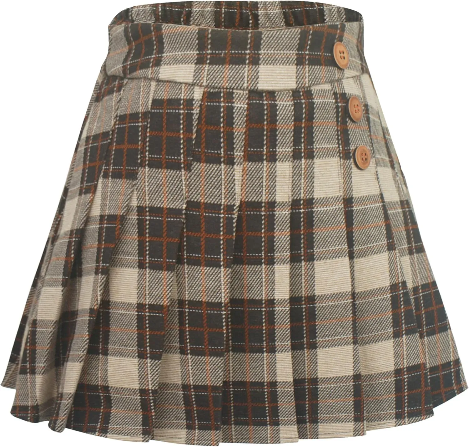 Happy Cherry Girls Pleated Mini Skirt School Uniform Plaid Skirts High Waist Mini A-Line Skirt Tartan Skirt