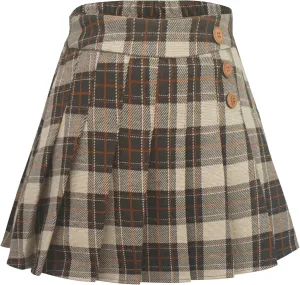 Happy Cherry Girls Pleated Mini Skirt School Uniform Plaid Skirts High Waist Mini A-Line Skirt Tartan Skirt