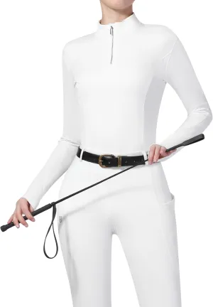 Harrison Howard Women's Horse Riding Shirts Long Sleeve Rider Top Stand Collar with Embroidery Equestrian Show Shirts