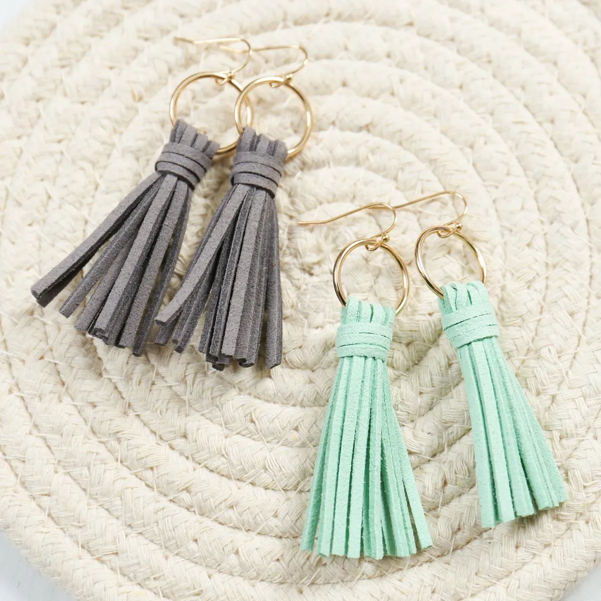 Hde2999 - Leather Tassel Earrings