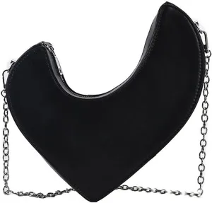Heart-Shaped Hobo Bag PU Leather Shoulder Bag Leopard Chain Bag Fashion Creative Personality Purse Clutch Handbag