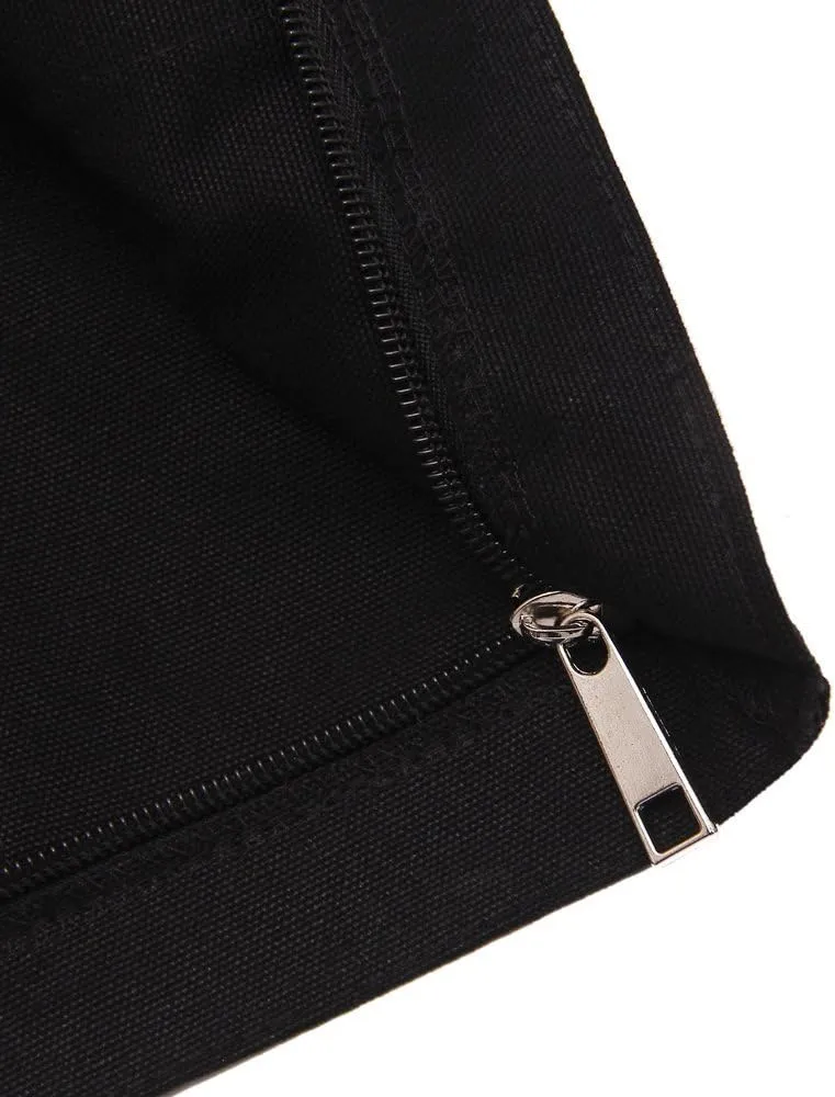 Heavy Duty 100% Cotton Canvas Zipper Beach Shoulder Grocery Tote Bag With Outer Pocket 2-pack