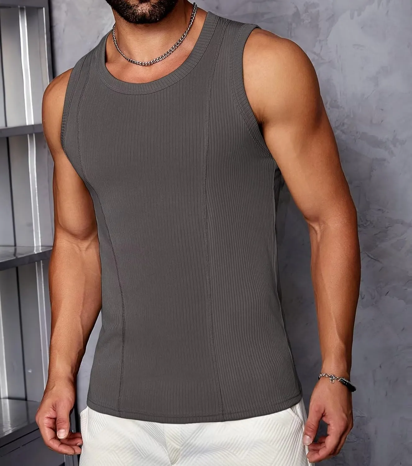 HNVAVQ Men's Tank Tops Workout Sleeveless T-Shirts Athletic Gym Training Shirts Quick Dry Vest