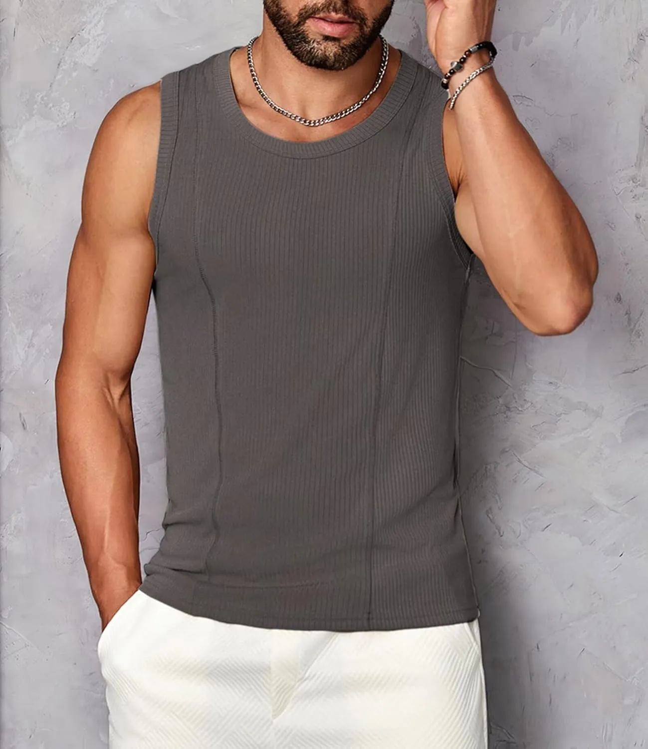 HNVAVQ Men's Tank Tops Workout Sleeveless T-Shirts Athletic Gym Training Shirts Quick Dry Vest