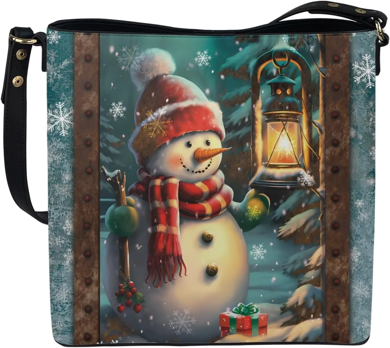 Hobo Bags for Women Fall Maple Leaves Leather Handbags Designer Shoulder Bucket Crossbody Purse