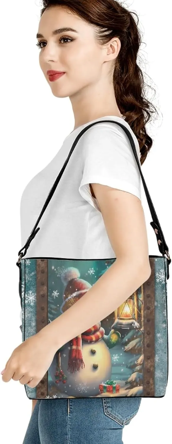 Hobo Bags for Women Fall Maple Leaves Leather Handbags Designer Shoulder Bucket Crossbody Purse