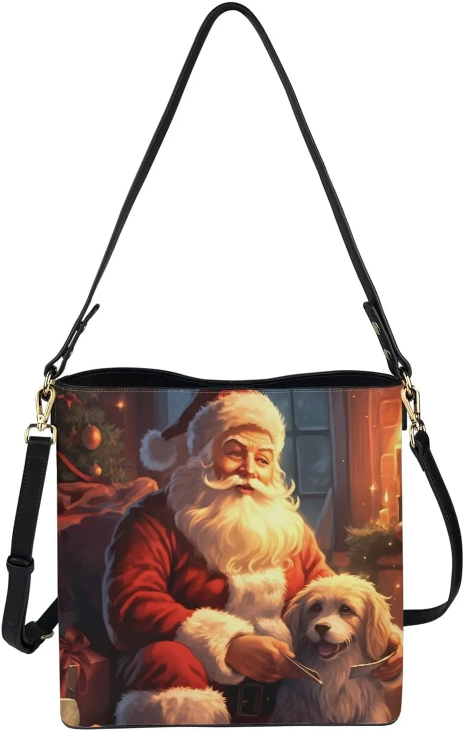Hobo Bags for Women Fall Maple Leaves Leather Handbags Designer Shoulder Bucket Crossbody Purse