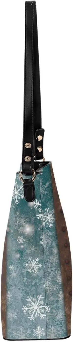 Hobo Bags for Women Fall Maple Leaves Leather Handbags Designer Shoulder Bucket Crossbody Purse