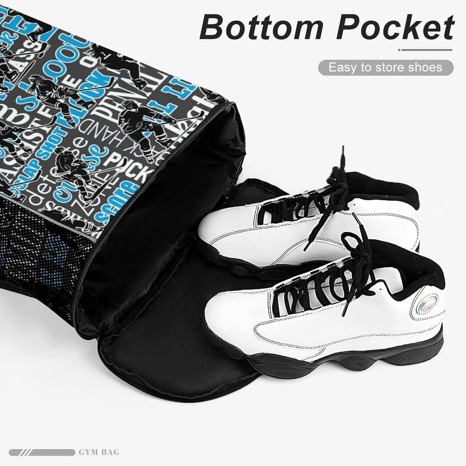 Hockey Drawstring Backpack - Cool Cinch Sack, String Backpacks with Pocket for Kids Women Men Boys Girls for Gym Outdoor Sports Travel Athletic Drawstring Bag - Lightweight/Foldable