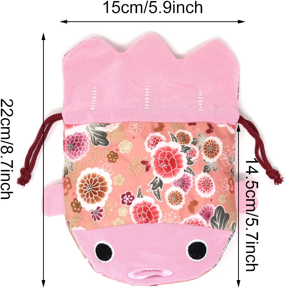 Honbay Cute Japanese Style Goldfish Drawstring Bag Gift Bag Cosmetic Bag Jewelry Pouch Coin Purse, 22x15cm/8.7x5.9inch (Pink)