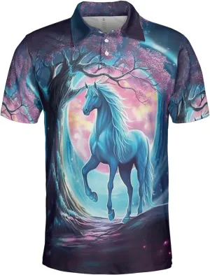 Horse Lovers Polo Shirts for Men - Love Horse Mens Quick Dry Short Sleeve Polo Shirts Series 23