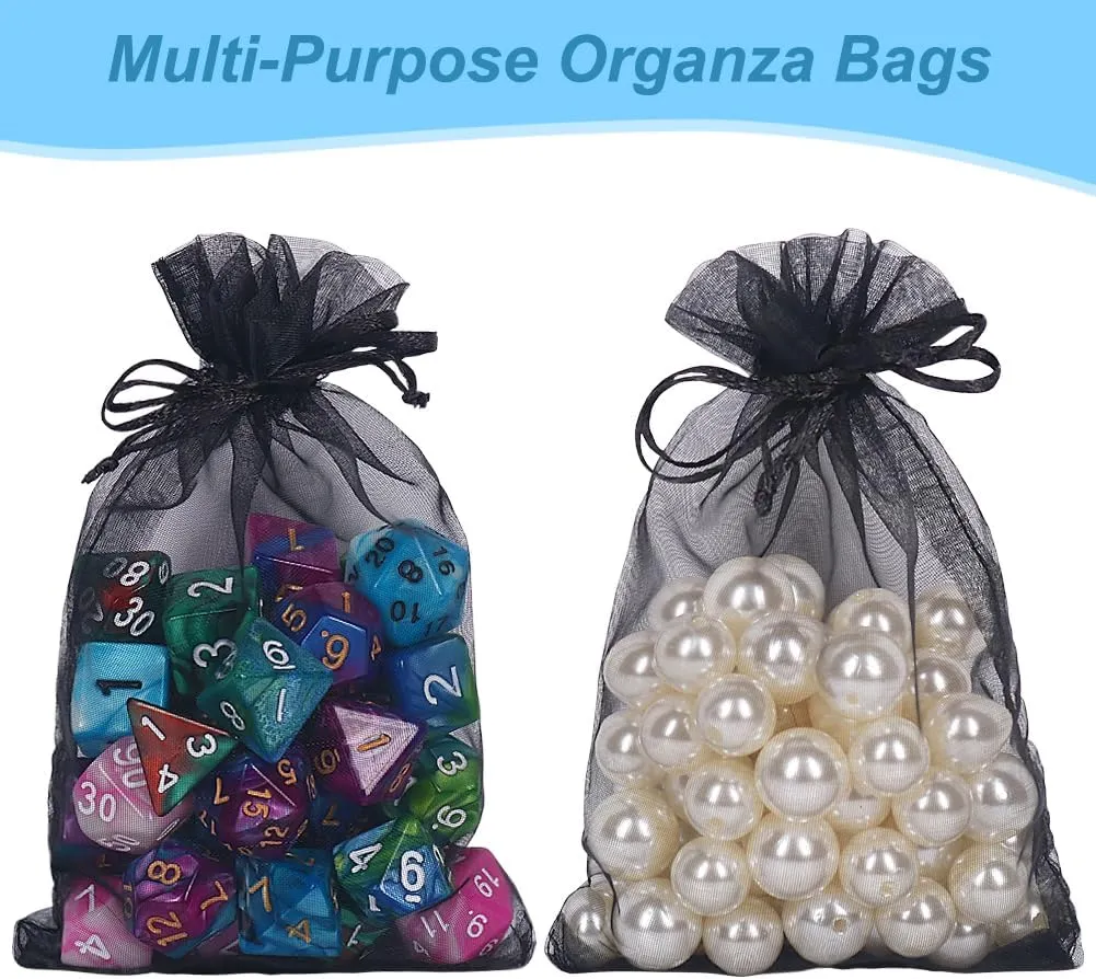HRX Package 100pcs Black Organza Gift Bags 4 x 6 inches Wedding Christmas Favors Jewelry Pouches