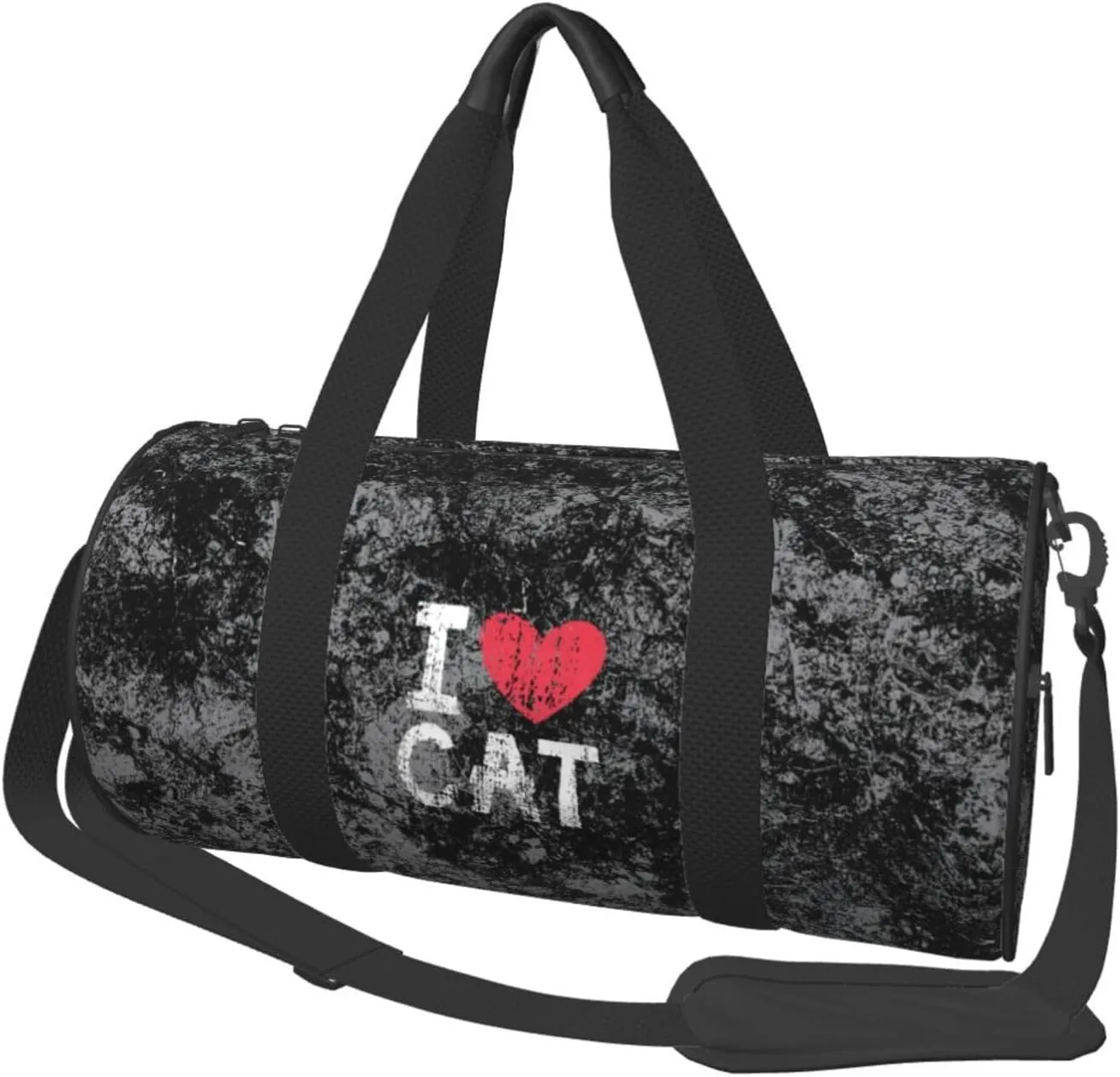 I Love Cute Cat Convertible Garment Bag with Shoulder Strap, Carry on Garment Duffel Bag for Men Women - Rolling Foldable for Travel Luggage Bags (Black)